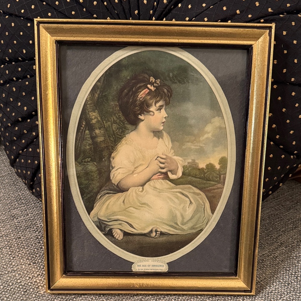 Vintage “The Age of Innocense” Framed Portrait Print - Gold Wall Art